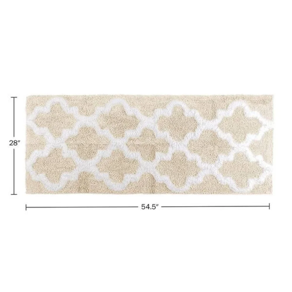 Elegant Cream and White Bath Mat